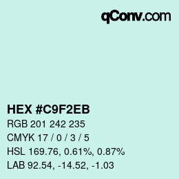 Color code: HEX #C9F2EB | qconv.com