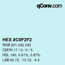カラーコード: HEX #C9F2F2 | qconv.com