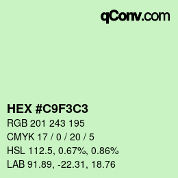 Color code: HEX #C9F3C3 | qconv.com