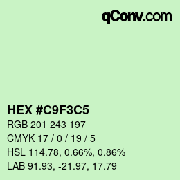 カラーコード: HEX #C9F3C5 | qconv.com
