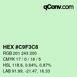 Farbcode: HEX #C9F3C8 | qconv.com