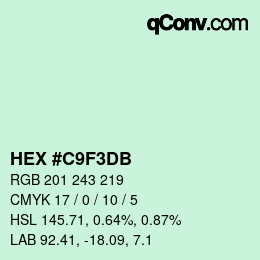 颜色代码: HEX #C9F3DB | qconv.com