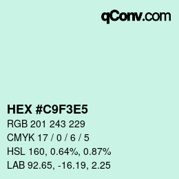 Color code: HEX #C9F3E5 | qconv.com