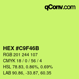 Color code: HEX #C9F46B | qconv.com