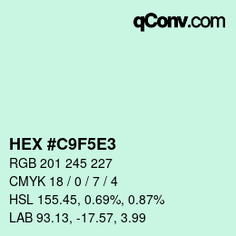 カラーコード: HEX #C9F5E3 | qconv.com