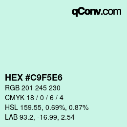 カラーコード: HEX #C9F5E6 | qconv.com