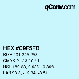 カラーコード: HEX #C9F5FD | qconv.com