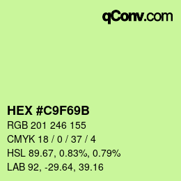 Color code: HEX #C9F69B | qconv.com