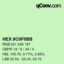 Color code: HEX #C9F6BB | qconv.com