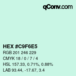 Color code: HEX #C9F6E5 | qconv.com