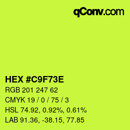 Color code: HEX #C9F73E | qconv.com