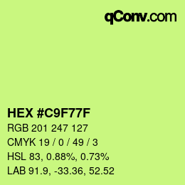 カラーコード: HEX #C9F77F | qconv.com