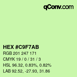 カラーコード: HEX #C9F7AB | qconv.com