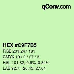 Color code: HEX #C9F7B5 | qconv.com