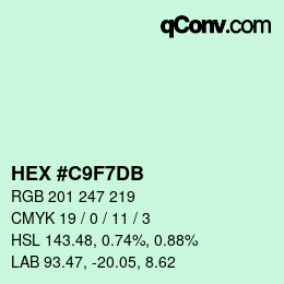 カラーコード: HEX #C9F7DB | qconv.com