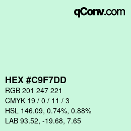 Color code: HEX #C9F7DD | qconv.com