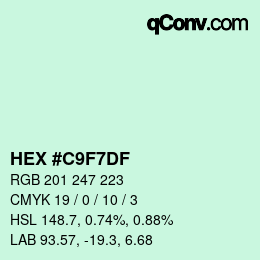 Color code: HEX #C9F7DF | qconv.com