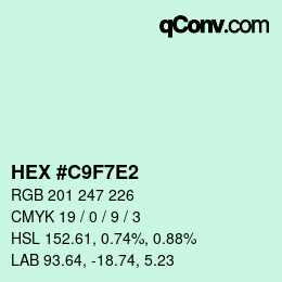 Code couleur: HEX #C9F7E2 | qconv.com