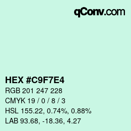 Color code: HEX #C9F7E4 | qconv.com