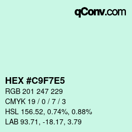 カラーコード: HEX #C9F7E5 | qconv.com