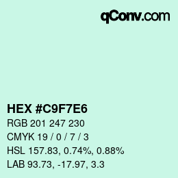 カラーコード: HEX #C9F7E6 | qconv.com
