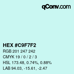 カラーコード: HEX #C9F7F2 | qconv.com