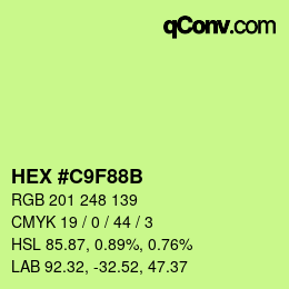 カラーコード: HEX #C9F88B | qconv.com