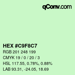 Color code: HEX #C9F8C7 | qconv.com