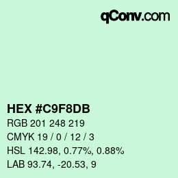 カラーコード: HEX #C9F8DB | qconv.com