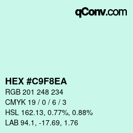 颜色代码: HEX #C9F8EA | qconv.com