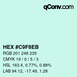 カラーコード: HEX #C9F8EB | qconv.com