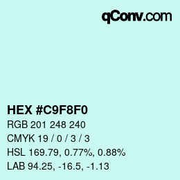 カラーコード: HEX #C9F8F0 | qconv.com