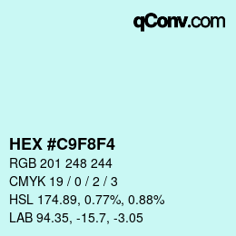 カラーコード: HEX #C9F8F4 | qconv.com