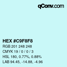 Color code: HEX #C9F8F8 | qconv.com