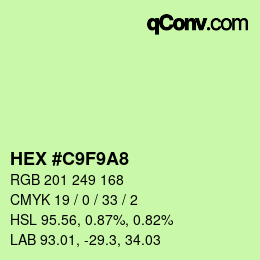 Farbcode: HEX #C9F9A8 | qconv.com