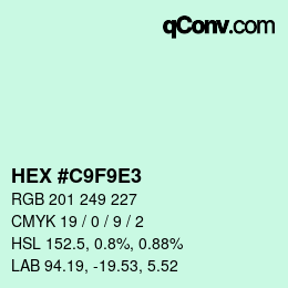 Color code: HEX #C9F9E3 | qconv.com