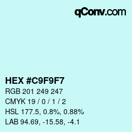 Color code: HEX #C9F9F7 | qconv.com