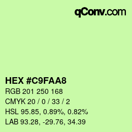Color code: HEX #C9FAA8 | qconv.com