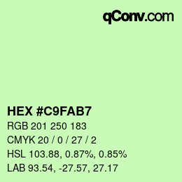 カラーコード: HEX #C9FAB7 | qconv.com
