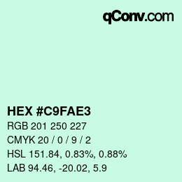 カラーコード: HEX #C9FAE3 | qconv.com