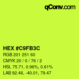 Color code: HEX #C9FB3C | qconv.com