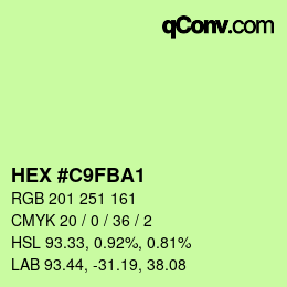 Color code: HEX #C9FBA1 | qconv.com