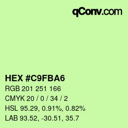Color code: HEX #C9FBA6 | qconv.com