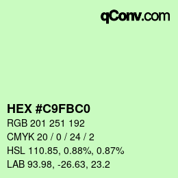 カラーコード: HEX #C9FBC0 | qconv.com