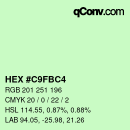 Color code: HEX #C9FBC4 | qconv.com