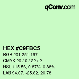 カラーコード: HEX #C9FBC5 | qconv.com