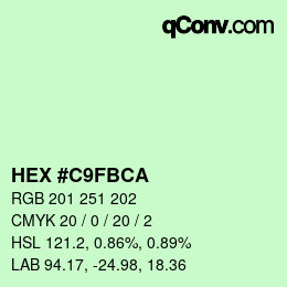 Color code: HEX #C9FBCA | qconv.com