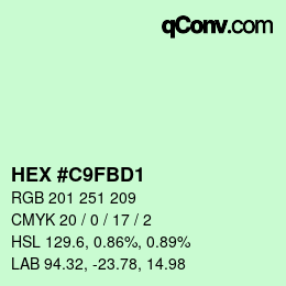 Color code: HEX #C9FBD1 | qconv.com