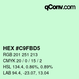 Color code: HEX #C9FBD5 | qconv.com