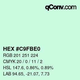 カラーコード: HEX #C9FBE0 | qconv.com